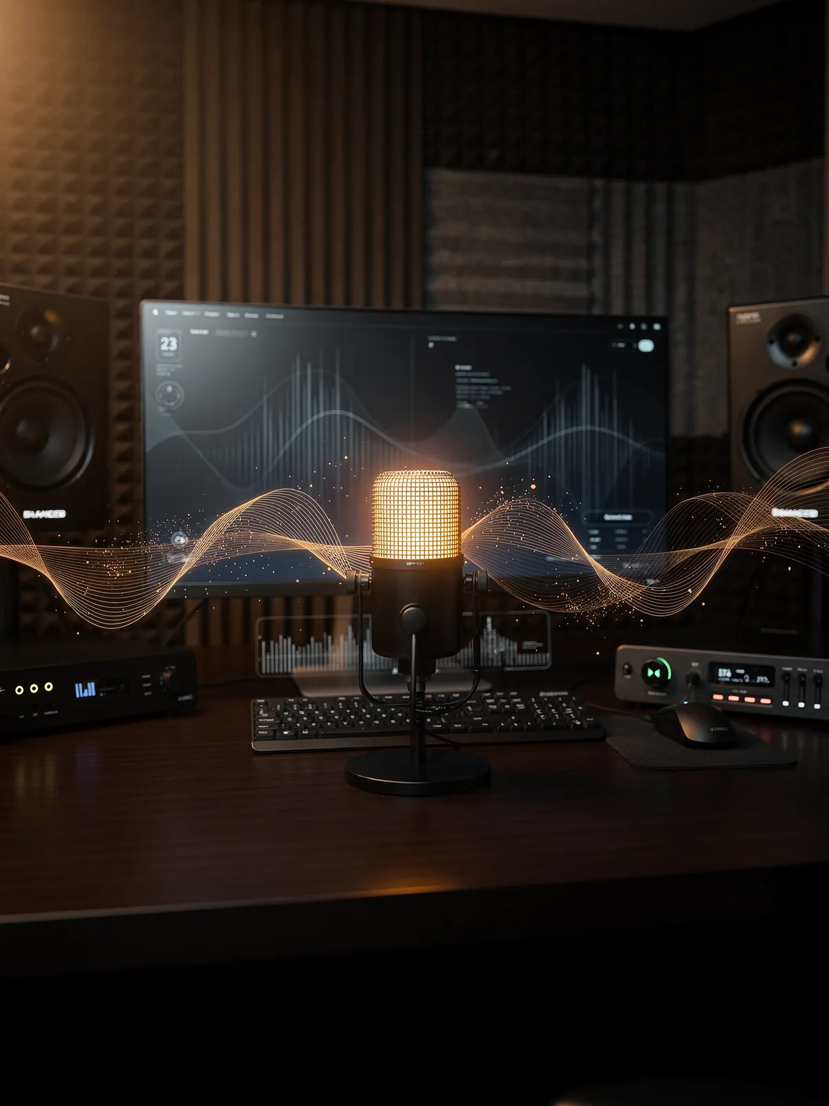 Studio microphone and broadcast desk